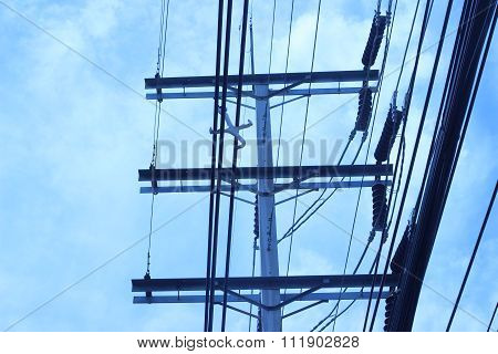 Power Poles, Tall, Strong And Sky In The Background