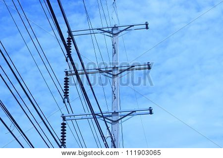 Power Poles, Tall, Strong And Sky In The Background