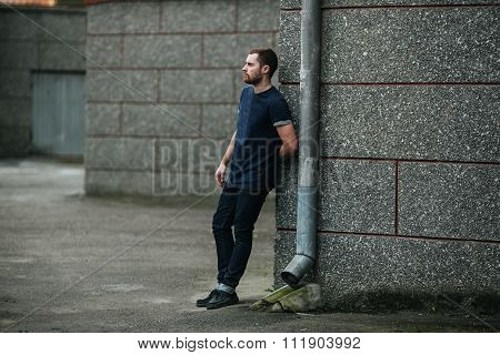 Confident man posing in selvedge  jeans