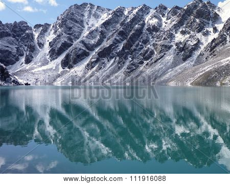Lake Alla Kol In Mountains In Kyrgyzstan