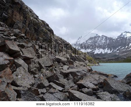 Lake Alla Kol In Mountains In Kyrgyzstan
