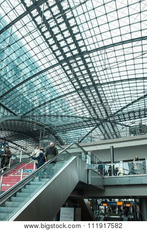BERLIN, Germany - MARCH 28, 2015: Main train stantion in Berlin -  Hauptbahnhof is one of modern stantion in Europe.