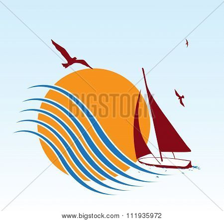 Sunrise And Yacht
