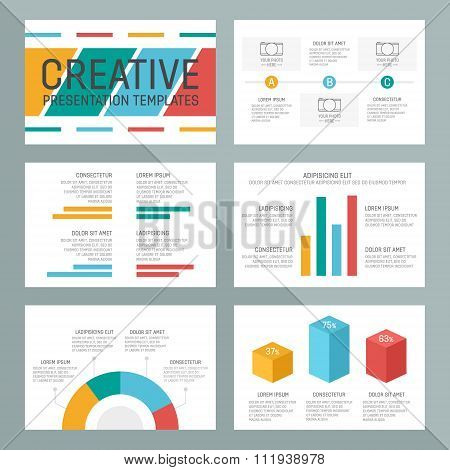 Vector template for multipurpose presentation slides with graphs and charts.