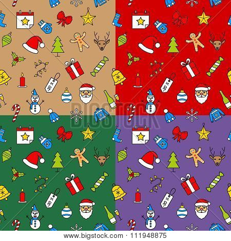 Christmas seamless patterns set