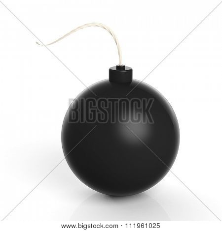 Black cannonball bomb, isolated on white background.