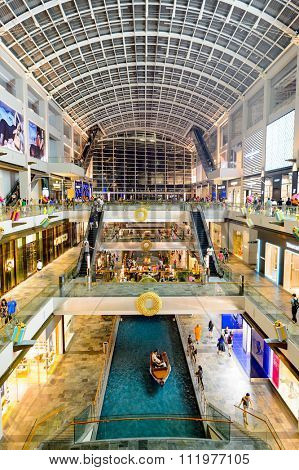 SINGAPORE - NOVEMBER 07, 2015: interior of The Shoppes at Marina Bay Sands. The Shoppes at Marina Bay Sands is one of Singapore's largest luxury shopping malls