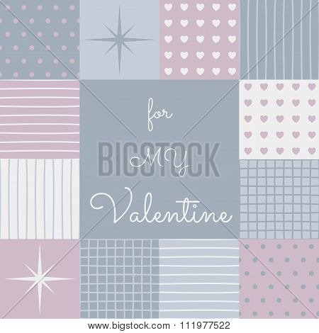 Sensual patchwork for a Valentines Day with the template surface in the middle.