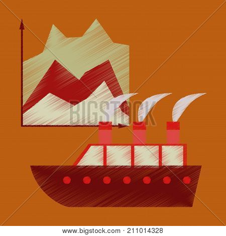 flat shading style icon Cruise ship Infographic