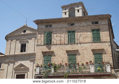 Montefano (Macerata Marches Italy) old buildings in the historic town
