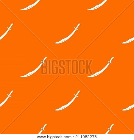 Scimitar sword pattern repeat seamless in orange color for any design. Vector geometric illustration