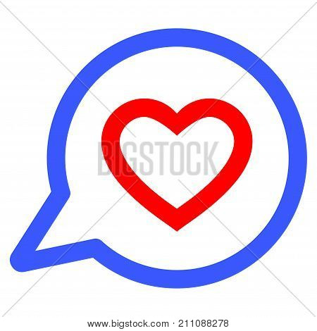 Romantic Heart Message flat vector illustration. An isolated icon on a white background.