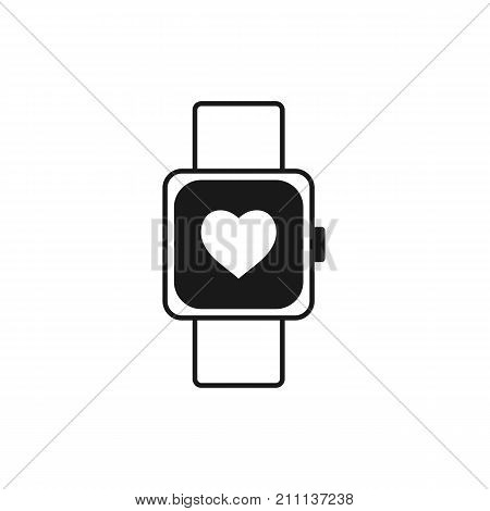 Fitness App Icon. Smart watch with heart on screen. Vector stock.