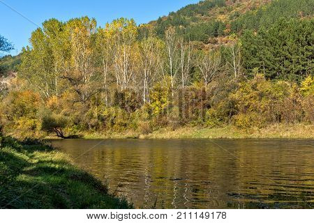 Autumn Landscape of Iskar River near Pancharevo lake, Sofia city Region, Bulgaria