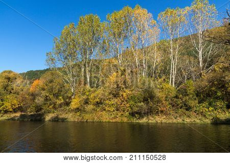 Autumn Landscape of Iskar River near Pancharevo lake, Sofia city Region, Bulgaria