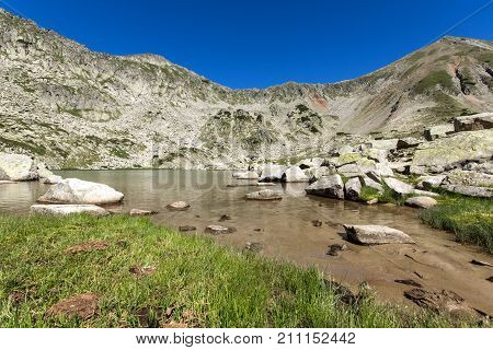 Amazing Panorama of Argirovo lake near Dzhano peak, Pirin Mountain, Bulgaria
