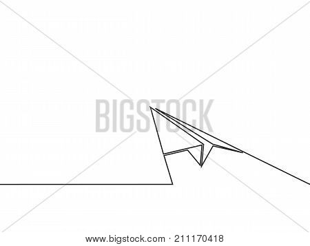 Continuous Line Drawing Of Paper Airplane