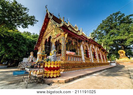 Wat phuket temple at Pua District Nan Thailand.