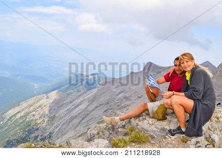 The couple on Scola peak after long climb on Olympus.