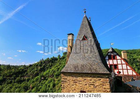 Tower Top Of Eltz Castle In Rhineland-palatinate, Germany