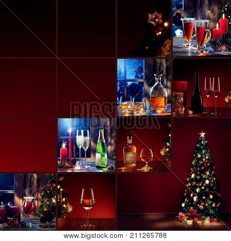 merry christmas and new year theme collage composed of different images
