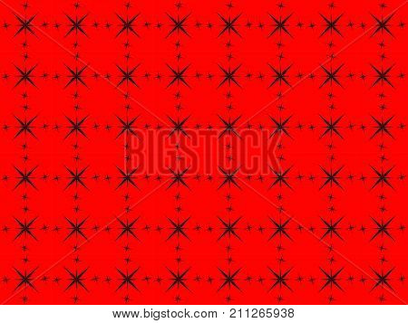 Seamless pattern. Abstract black stars on a red background. Vector