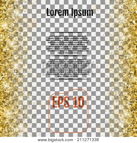 Vector Gold Glitter And Stars Abstract Background. Vector Illust