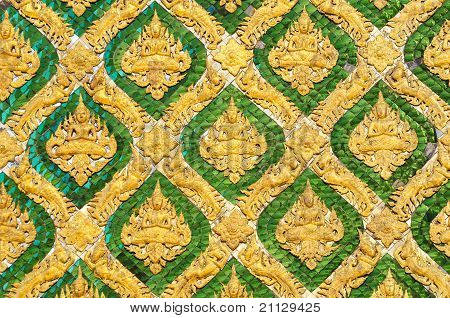 Angolo tradizionale tailandese nel tempio di Wat Phra Kaew, Bangkok Thailandia