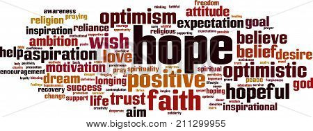 Hope word cloud concept. Vector illustration on white