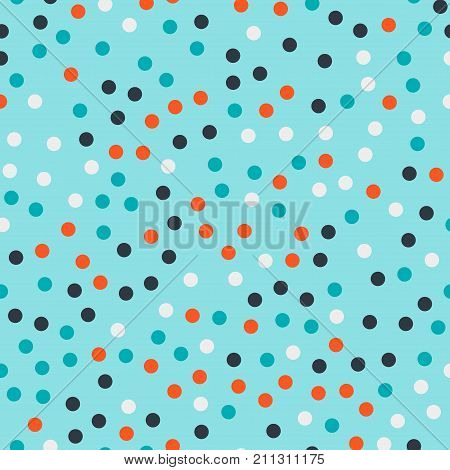Colorful Polka Dots Seamless Pattern On Bright 17 Background. Resplendent Classic Colorful Polka Dot