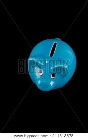 Blue Piggy Bank Or Money Box Isolated