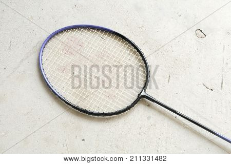 badminton racket isolated on gray background. badminton.