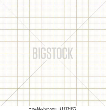 Yellow architect graph paper repeat vector grid. Page graph technical line, millimeter measure graphing illustration