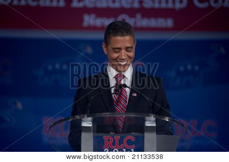 NEW ORLEANS, LA - 18 juni: Reggie Brown, en Barack Obama imitator, vises på den republikanske føre