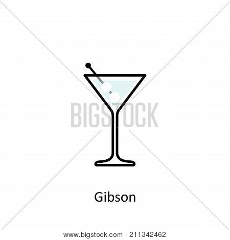 Gibson cocktail icon on white background. Vector illustration