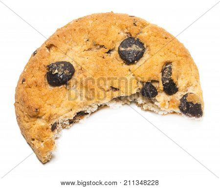 Chocolate Chip Cookie And Crumbs Isolated White Background