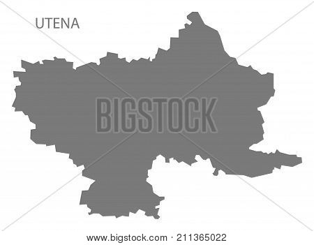 Utena County Map Of Lithuania Grey Illustration Silhouette Shape