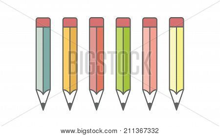 Colorful pencils flat icon on white background
