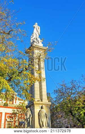 Monument Of The Immaculate Conception In Seville, Spain.