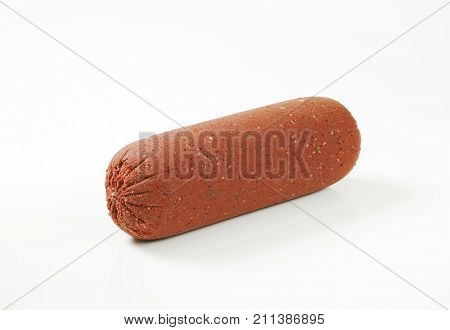 whole blood sausage on white background