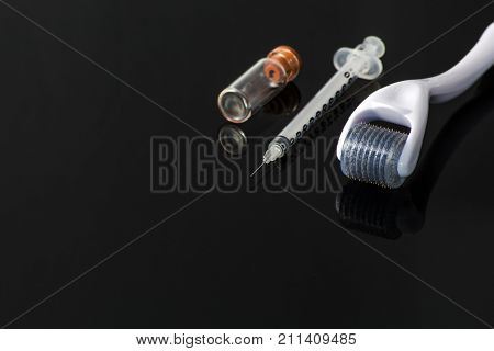 Derma roller for medical micro needling therapy. Tool also known as: Dermaroller, mesoroller, meso-roller, mesopen.