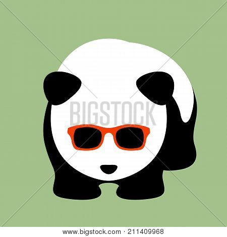 panda face in glasses vector illustration style flat front