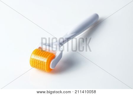 Derma roller for medical micro needling therapy. Tool also known as: Dermaroller, mesoroller, meso-roller, mesopen.