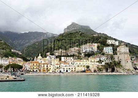 Amalfi coast Italy - panoramic day view of Cetara