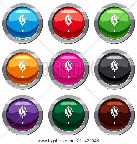 Hand mirror set icon isolated on white. 9 icon collection vector illustration