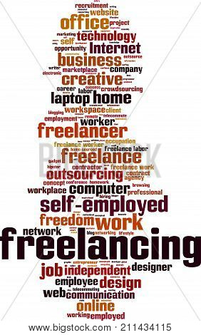 Freelancing word cloud concept. Vector illustration on white