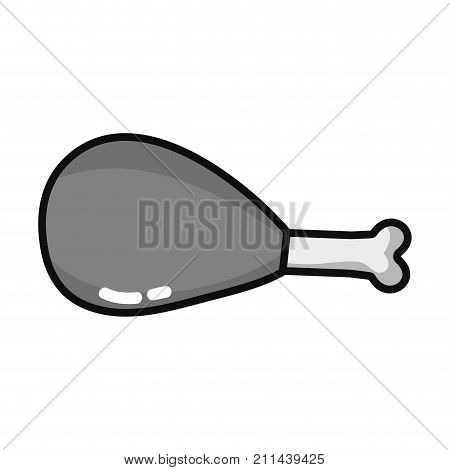 grayscale chicken thigh roast resh food vector illustration