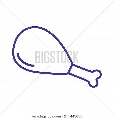line chicken thigh roast resh food vector illustration