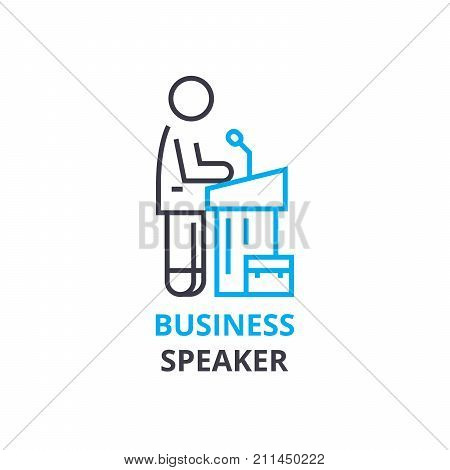 Business speaker concept , outline icon, linear sign, thin line pictogram, logo, flat illustration, vector