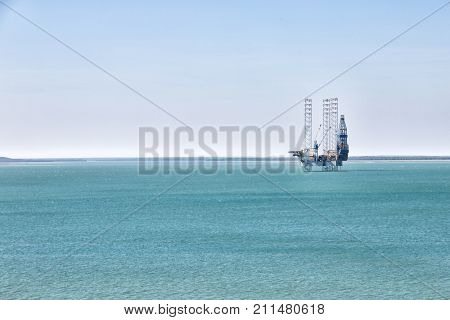 An Off Shore Platform In The Clear Ocean